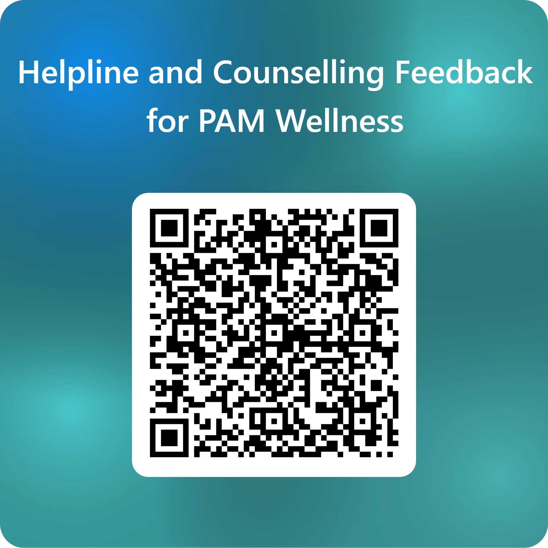 QRCode for Helpline and Counselling Feedback for PAM Wellness